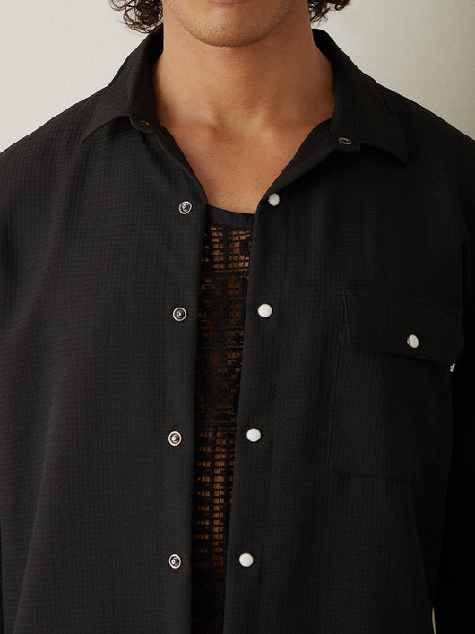 Black Checks Casual Shirt 