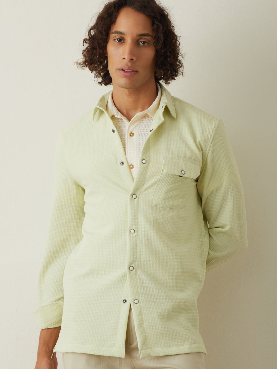 Light Green Checks Casual Shirt 