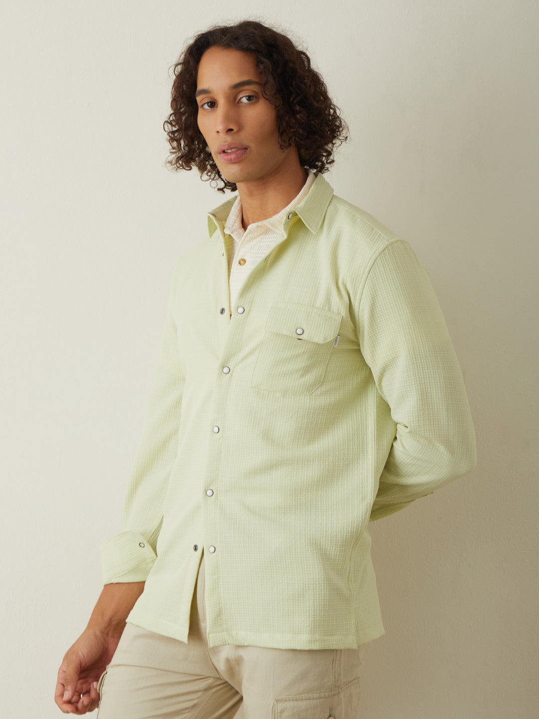 Light Green Checks Casual Shirt 