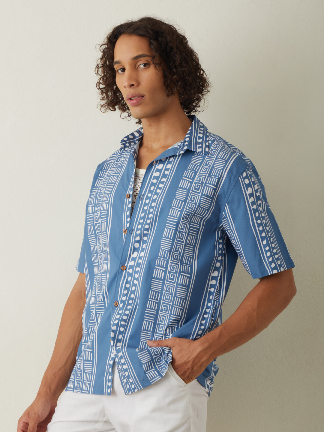 Blue Printed Resort Shirt 