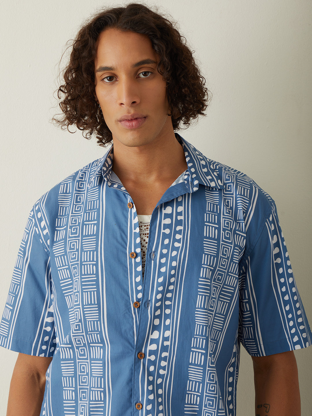 Blue Printed Resort Shirt 