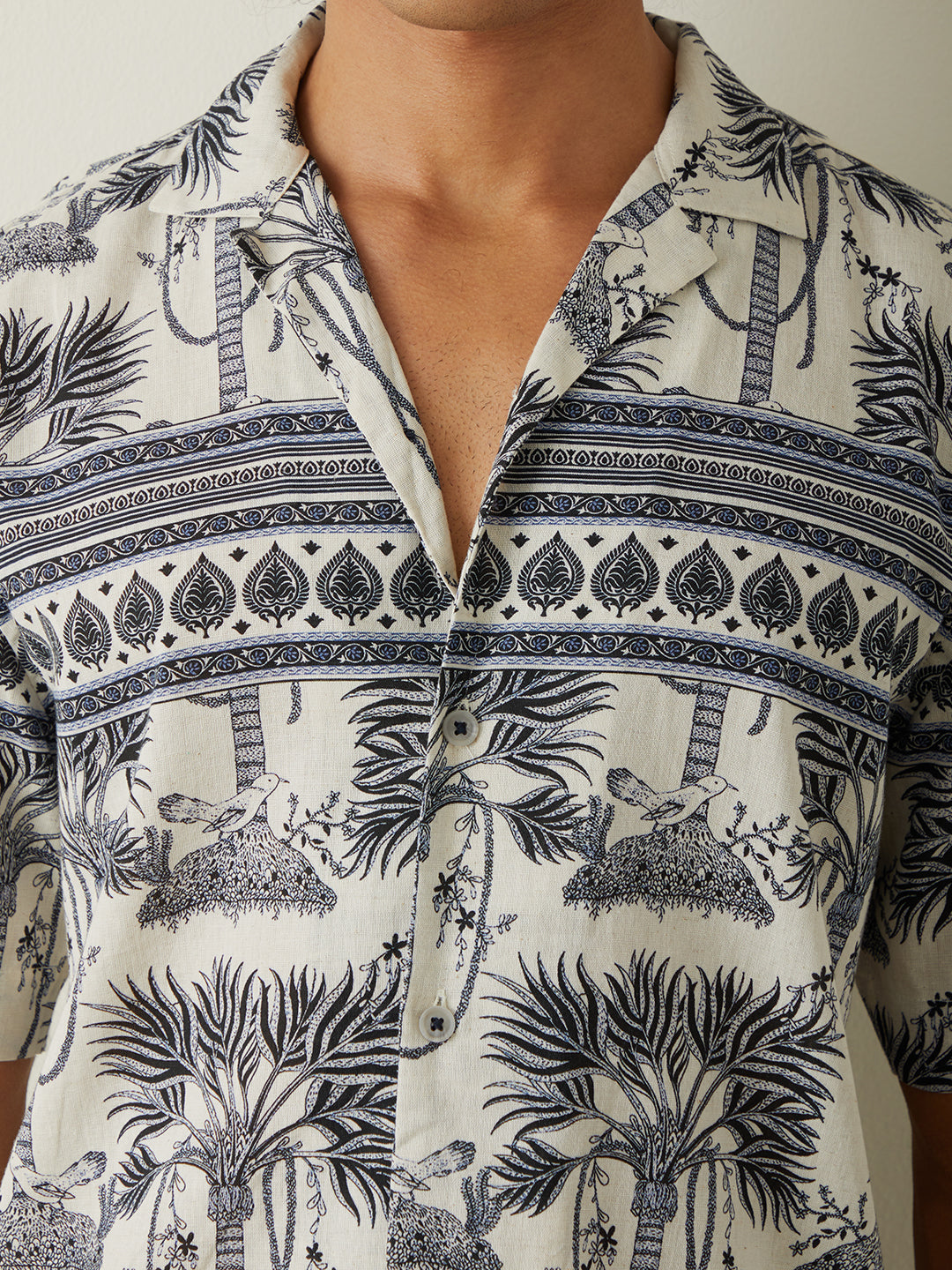 Navy Printed Resort Shirt 