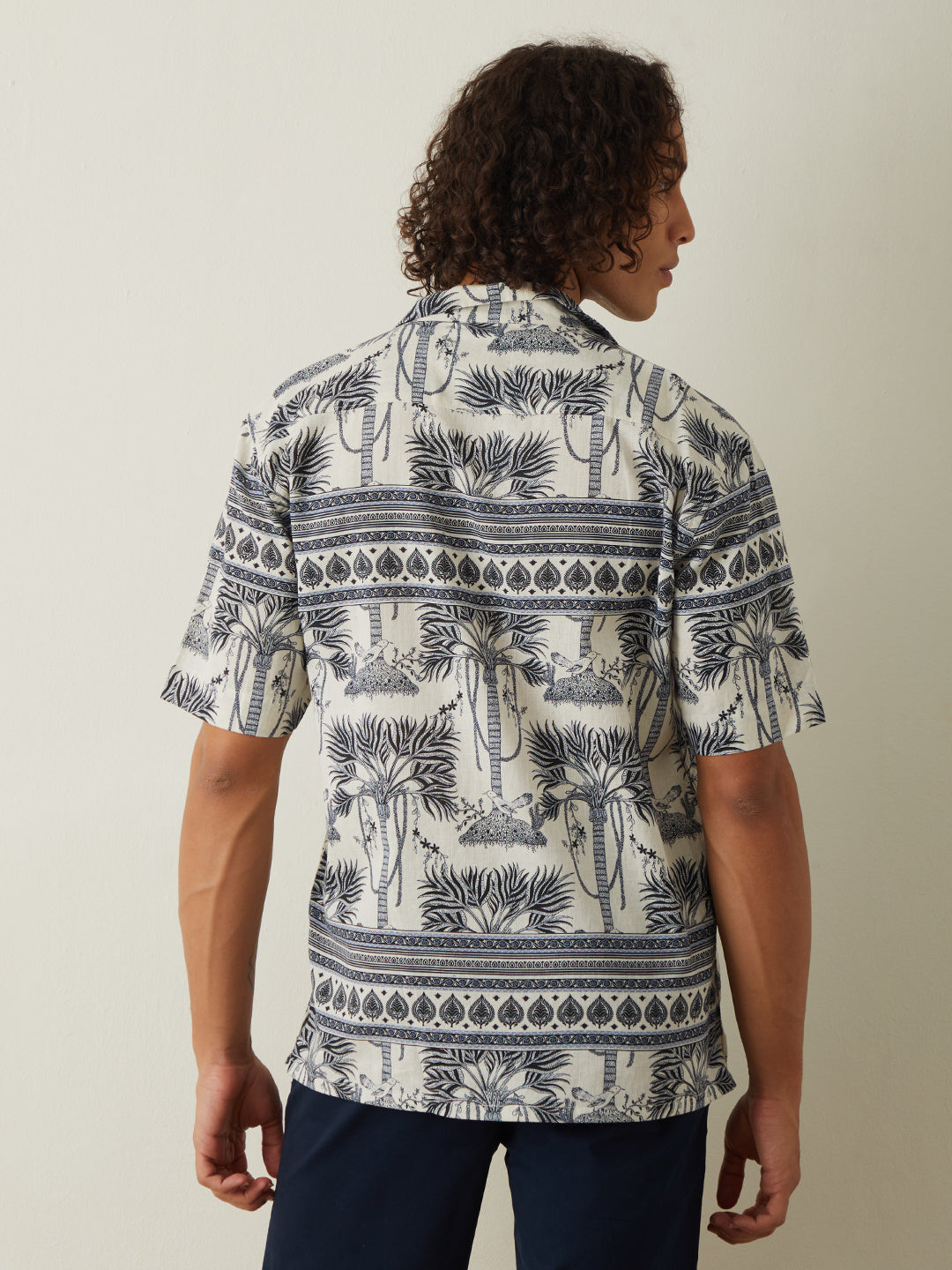 Navy Printed Resort Shirt 