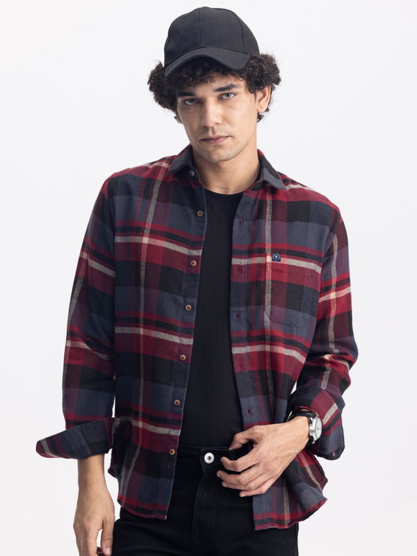 Maroon Flannel Checks Shirt