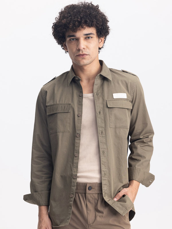 Olive Cotton Utility Shirt