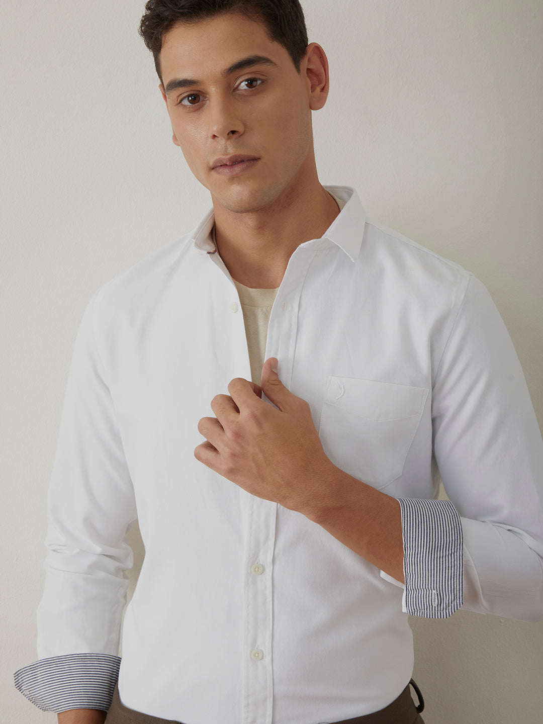 White Regular Plain Shirt