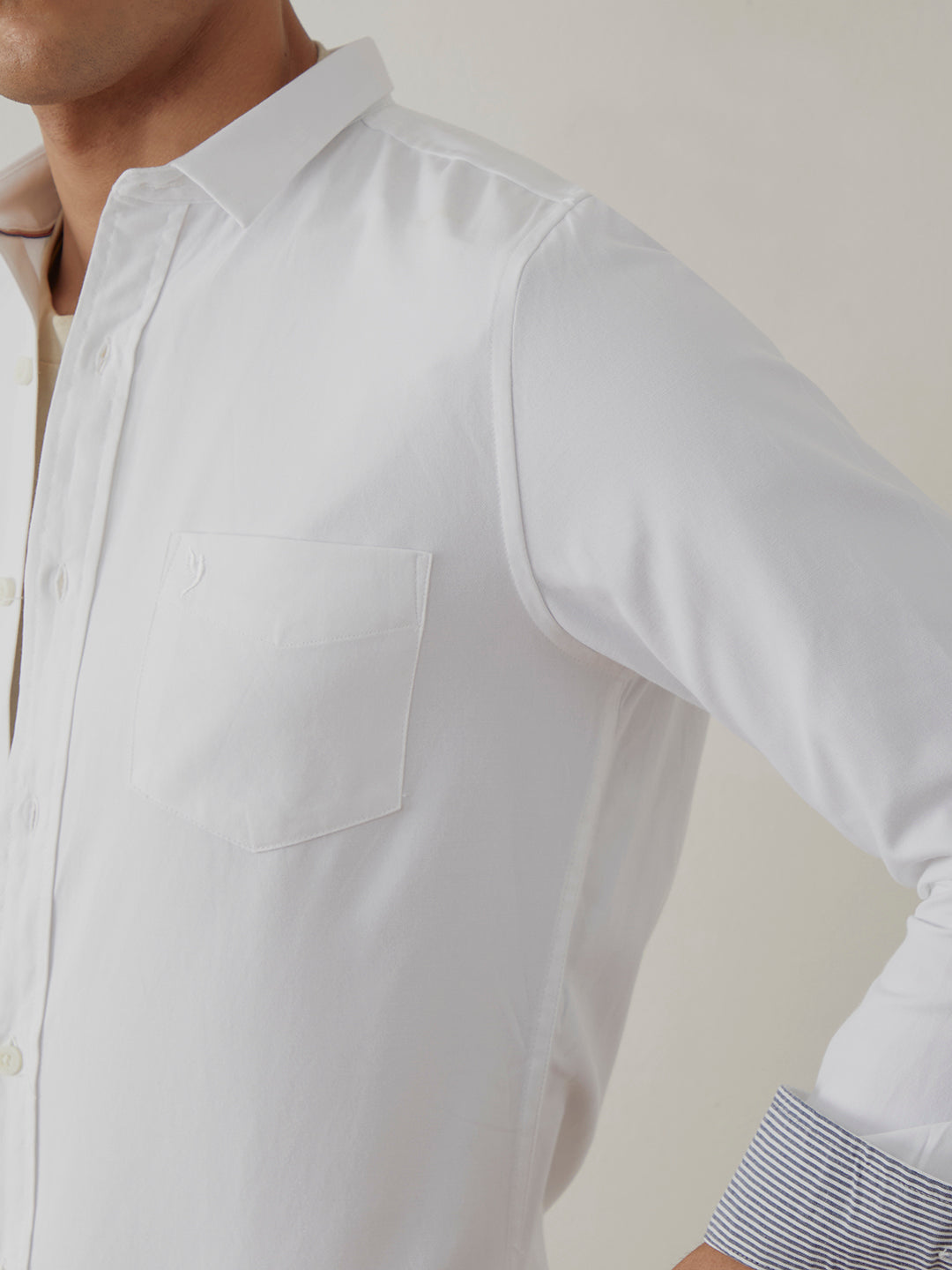 White Regular Plain Shirt