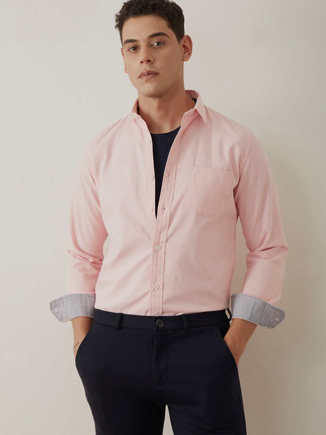 Light Pink Regular Plain Shirt