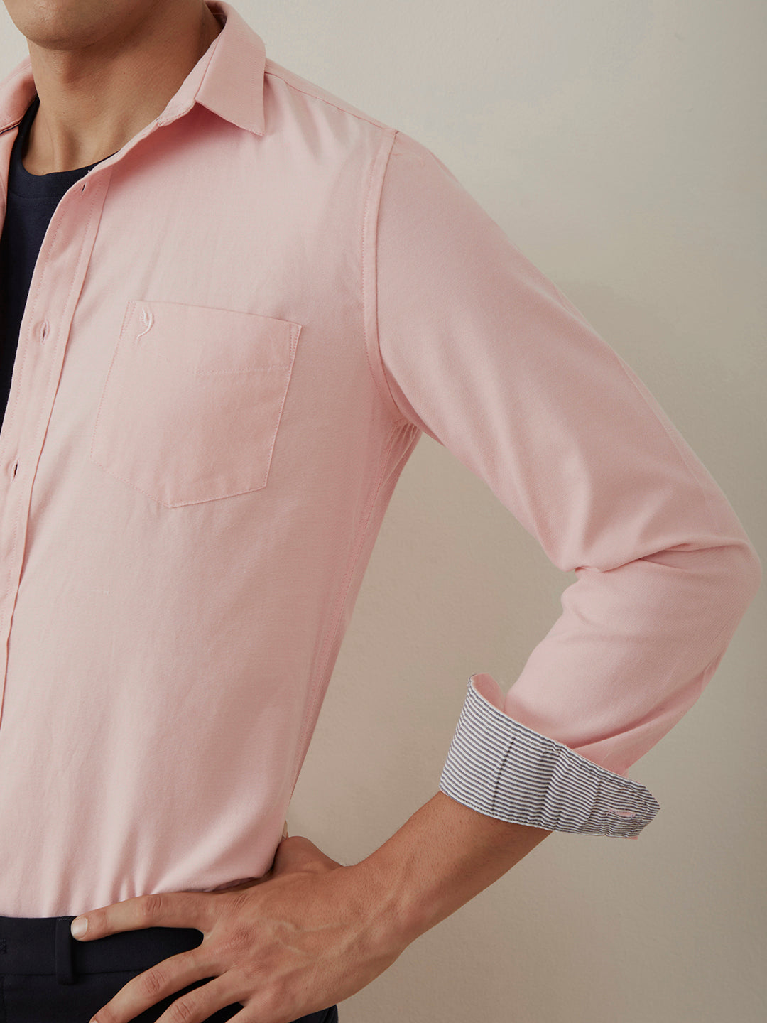 Light Pink Regular Plain Shirt