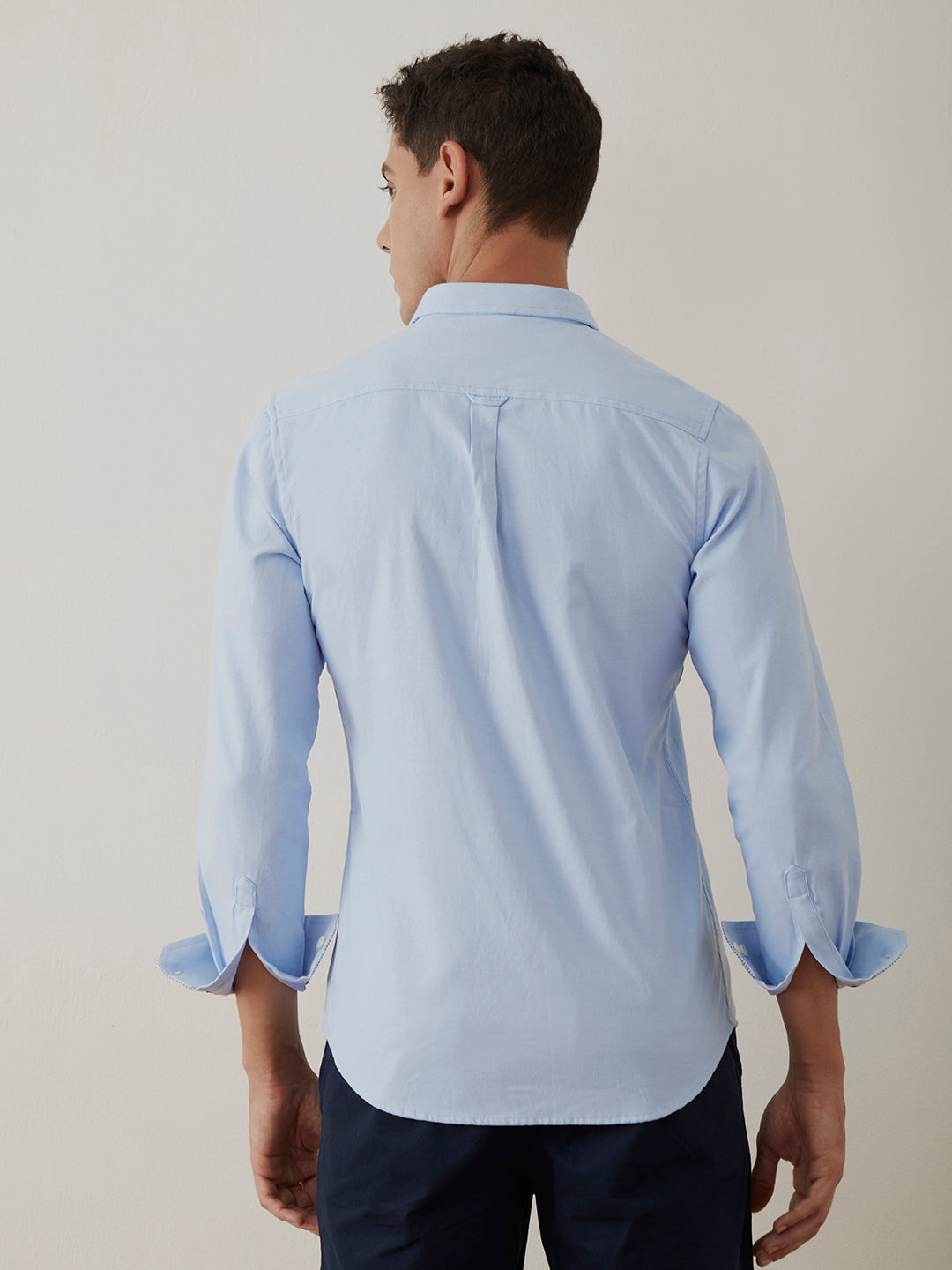 Sky Blue Regular Plain Shirt