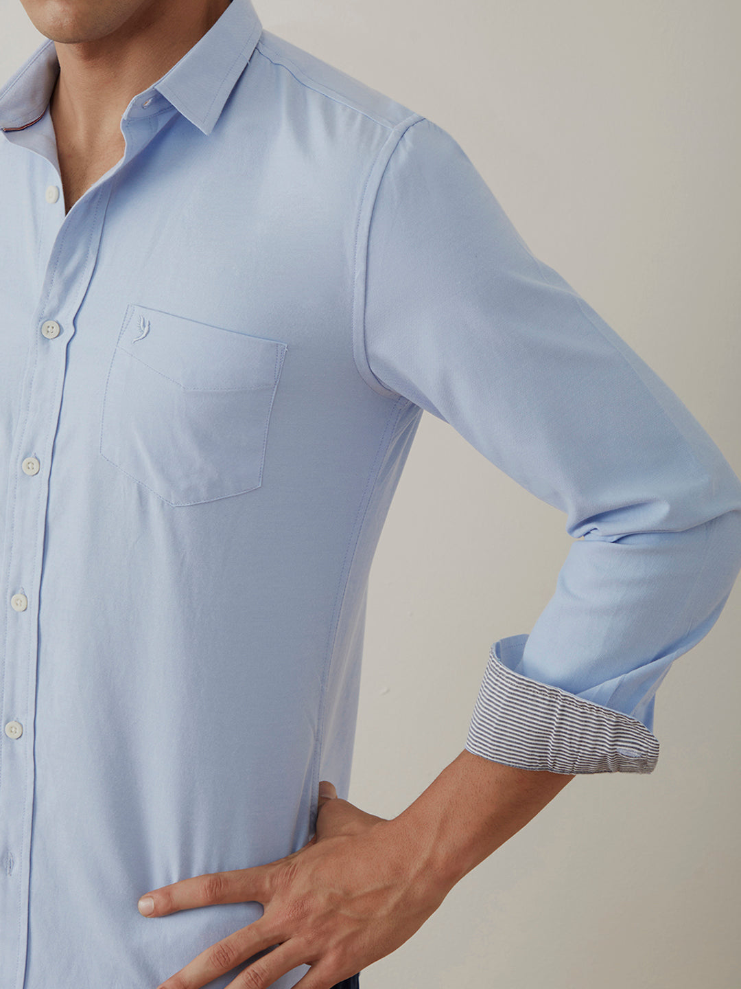 Sky Blue Regular Plain Shirt