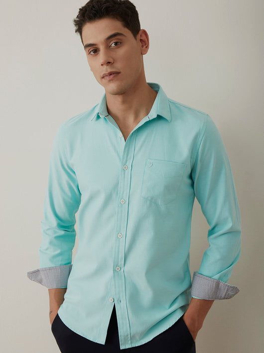 Sea Green Regular Plain Shirt