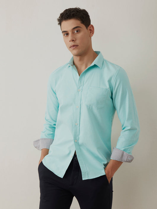 Sea Green Regular Plain Shirt