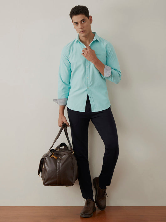 Sea Green Regular Plain Shirt