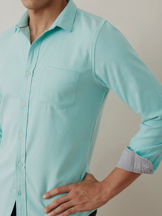 Sea Green Regular Plain Shirt