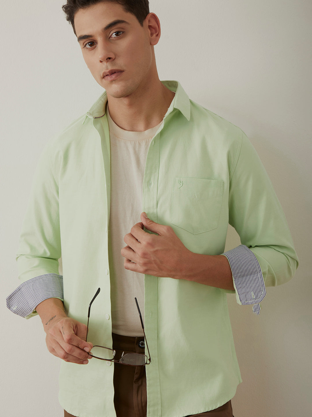 Light Green Regular Plain Shirt