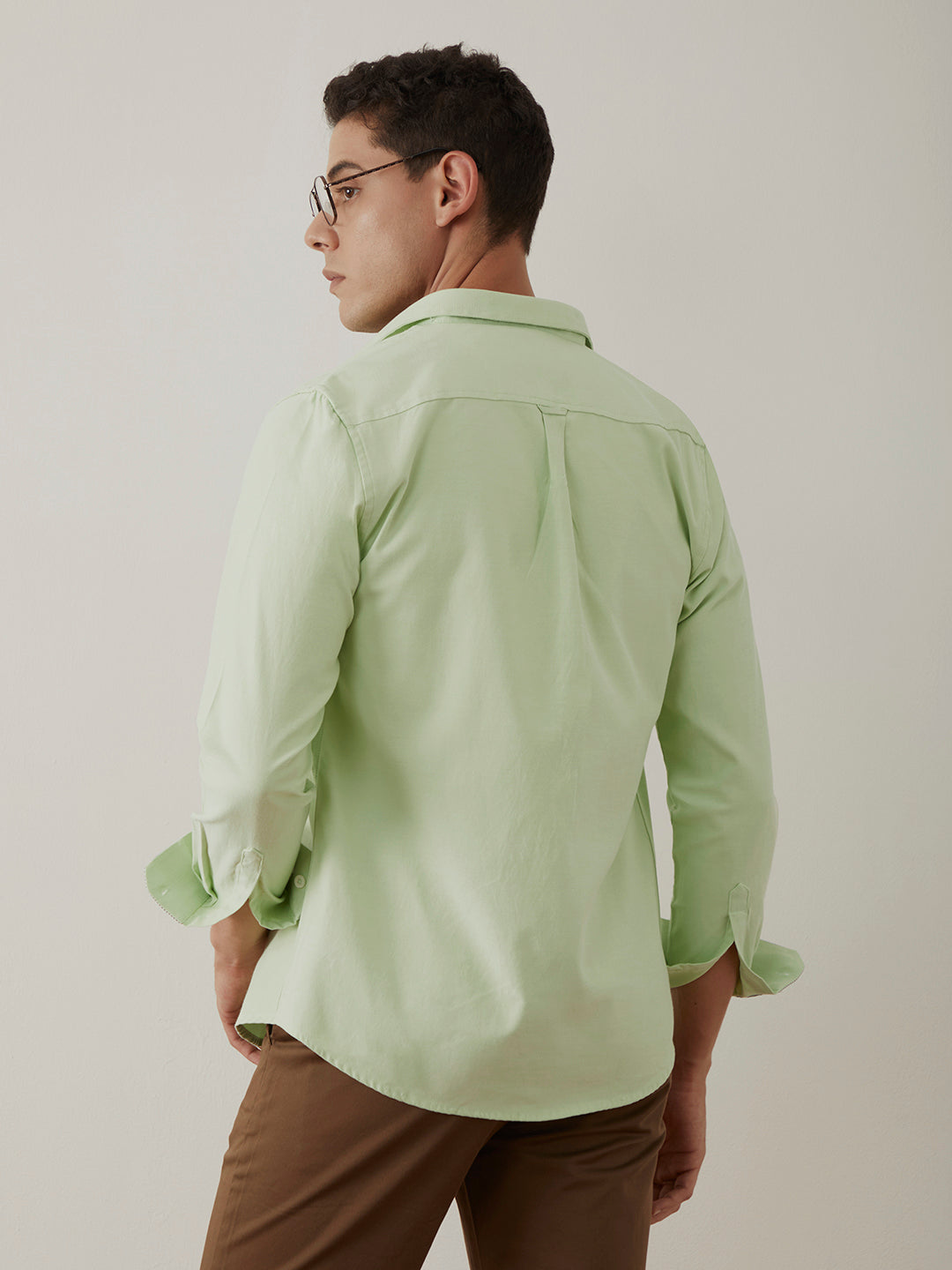 Light Green Regular Plain Shirt