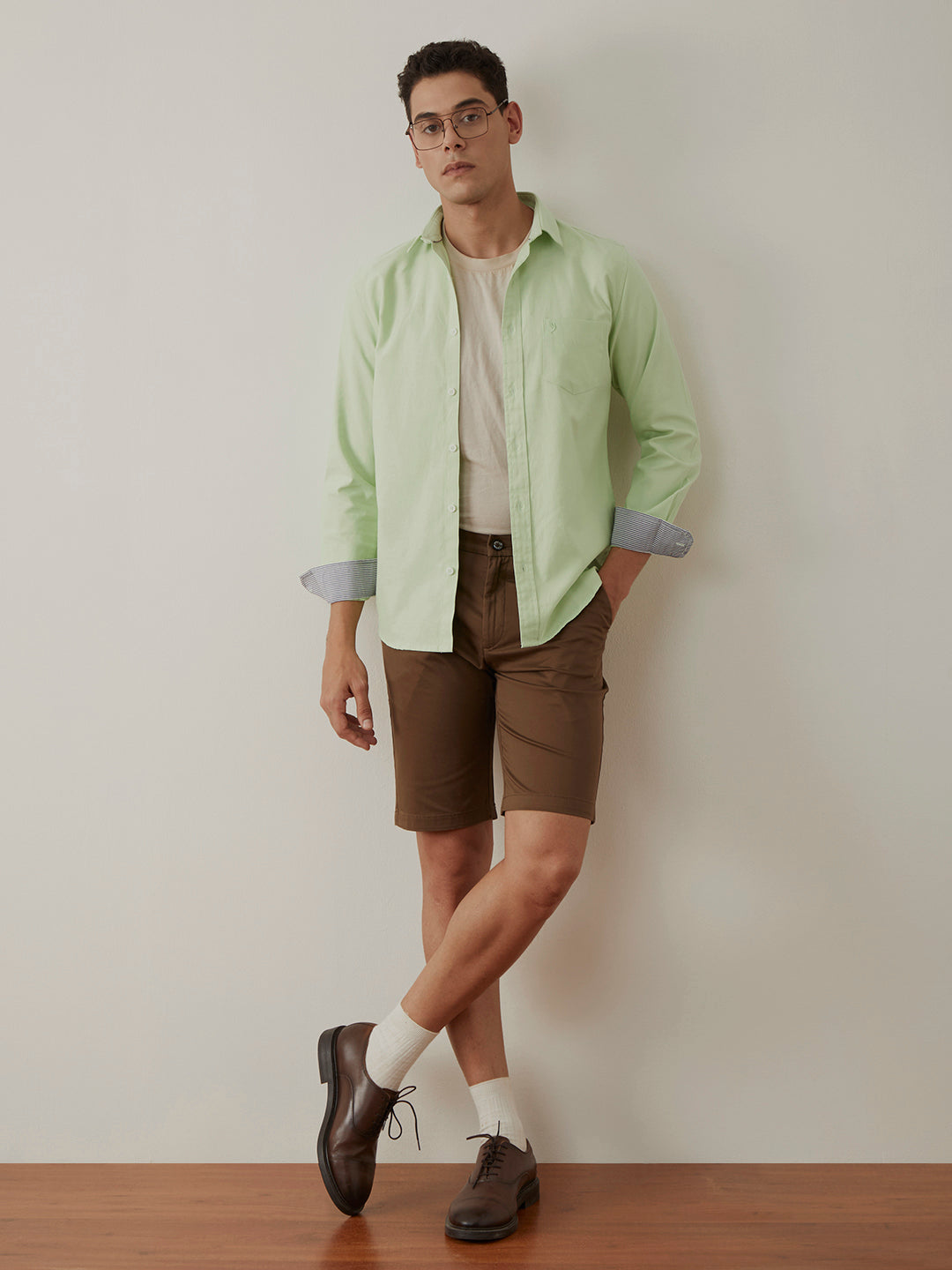 Light Green Regular Plain Shirt