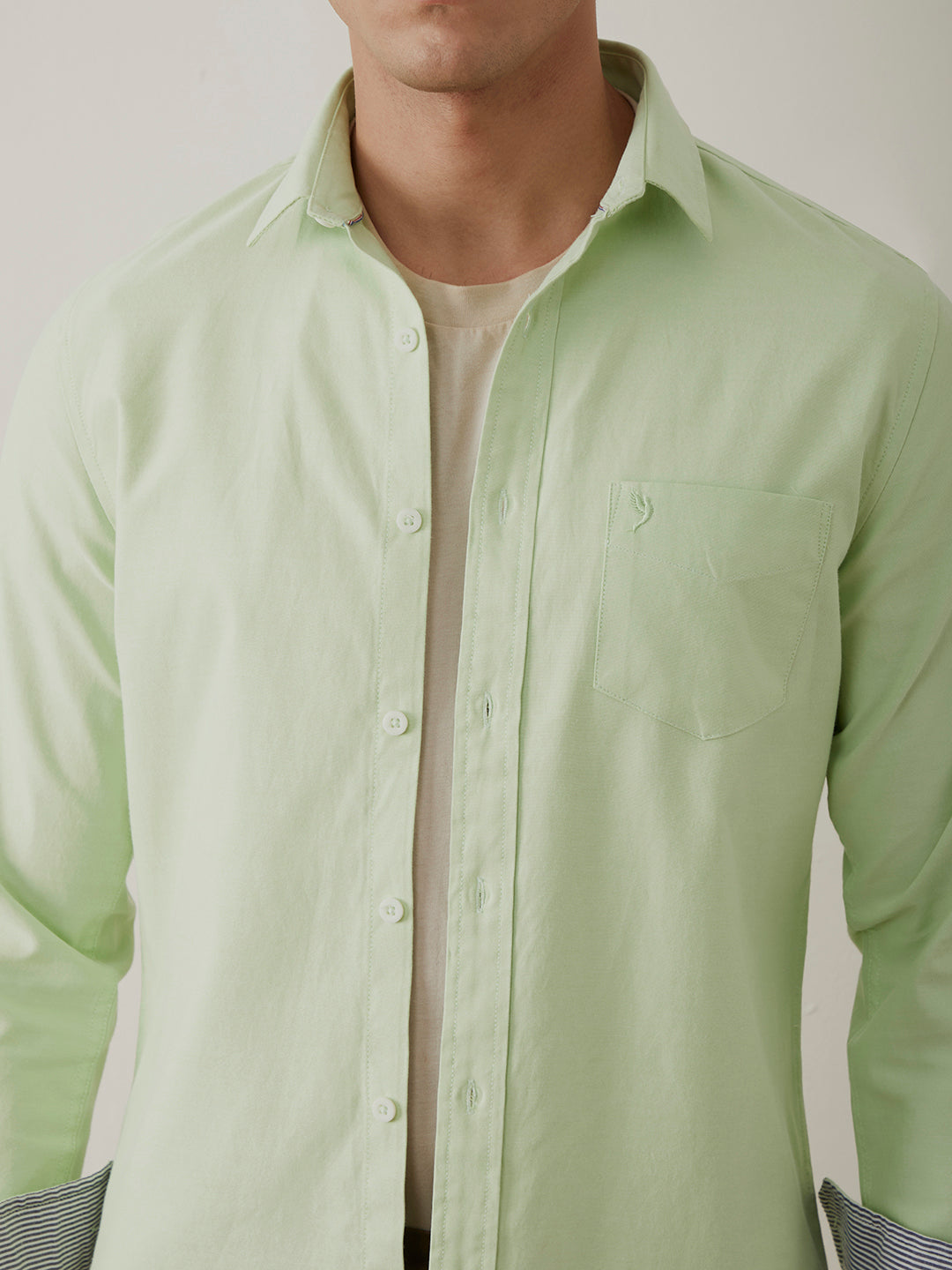 Light Green Regular Plain Shirt