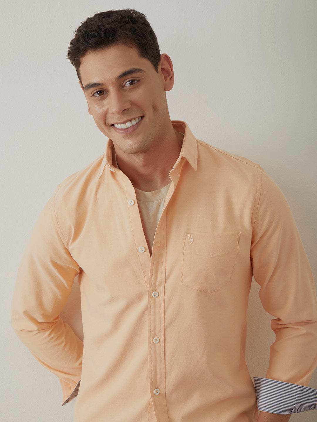 Peach Regular Plain Shirt