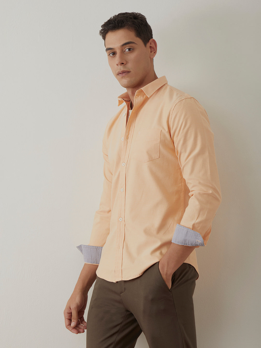 Peach Regular Plain Shirt