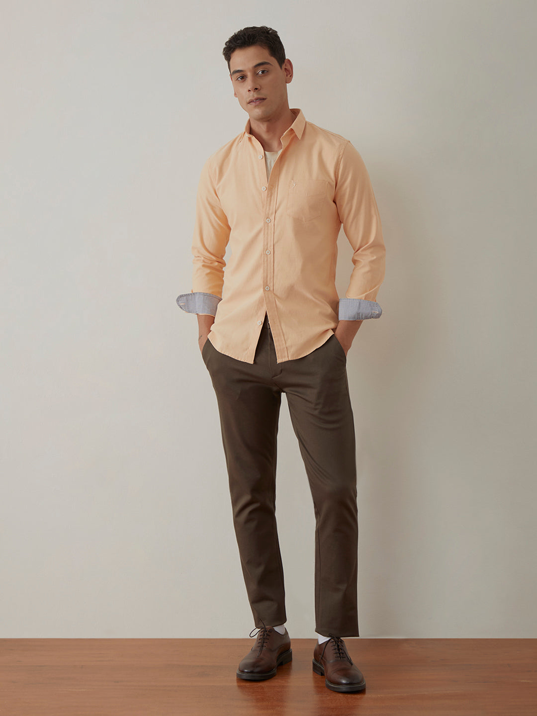 Peach Regular Plain Shirt