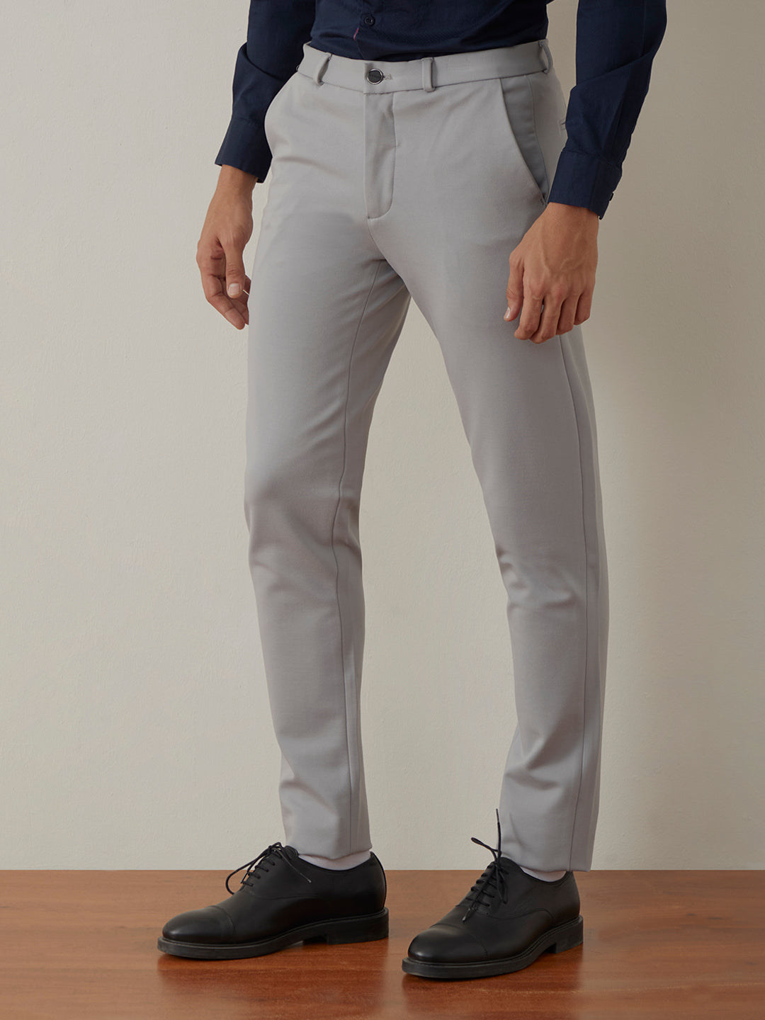 Grey Plain 4-Way Lycra Trousers