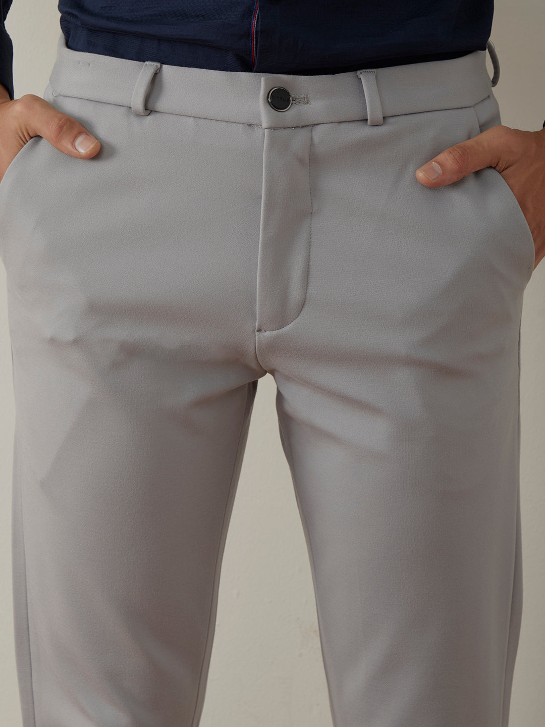 Grey Plain 4-Way Lycra Trousers