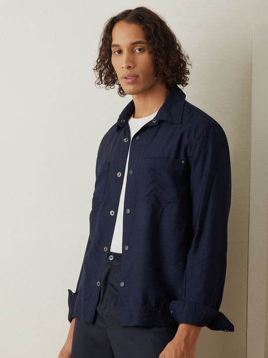 Navy Plain Shacket