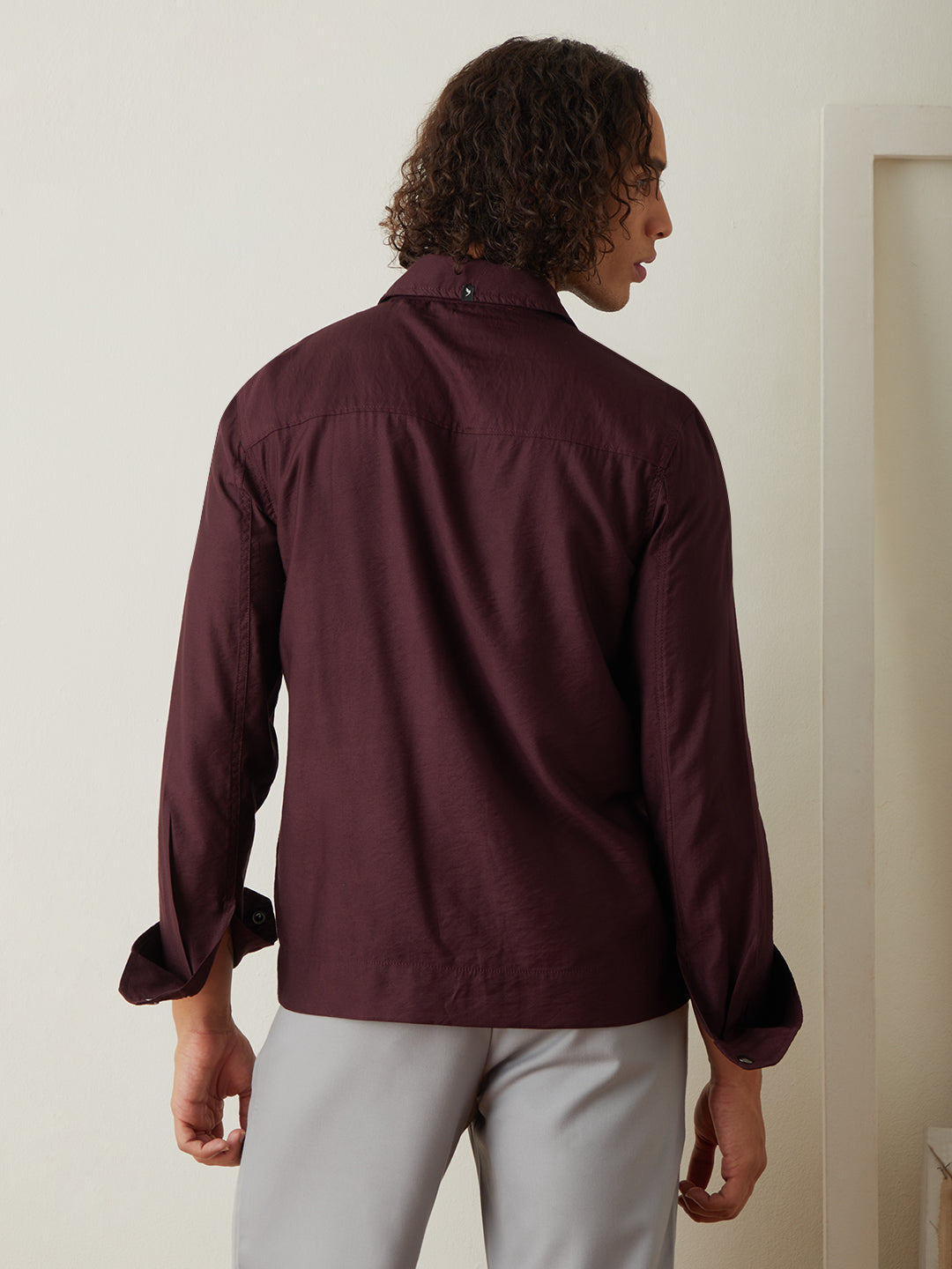 Maroon Plain Shacket