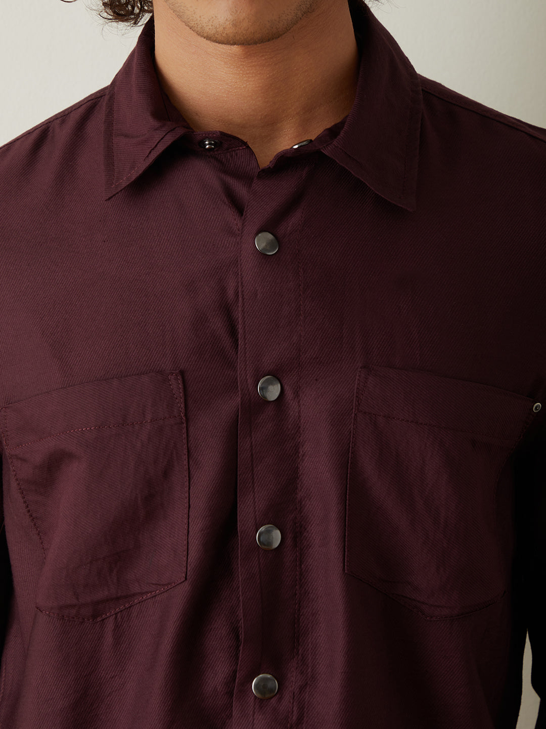 Maroon Plain Shacket