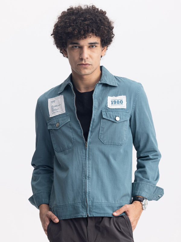 Teal Vintage Zipper Overshirt