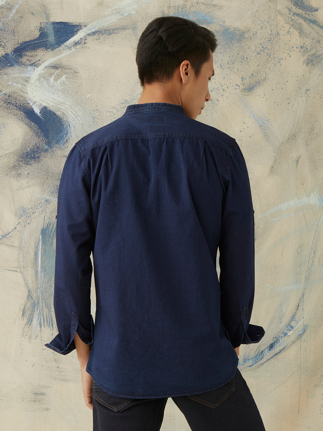 Navy Plain Denim Kurta