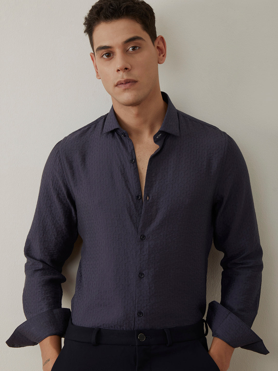 Dark Grey Plain Resort Shirt