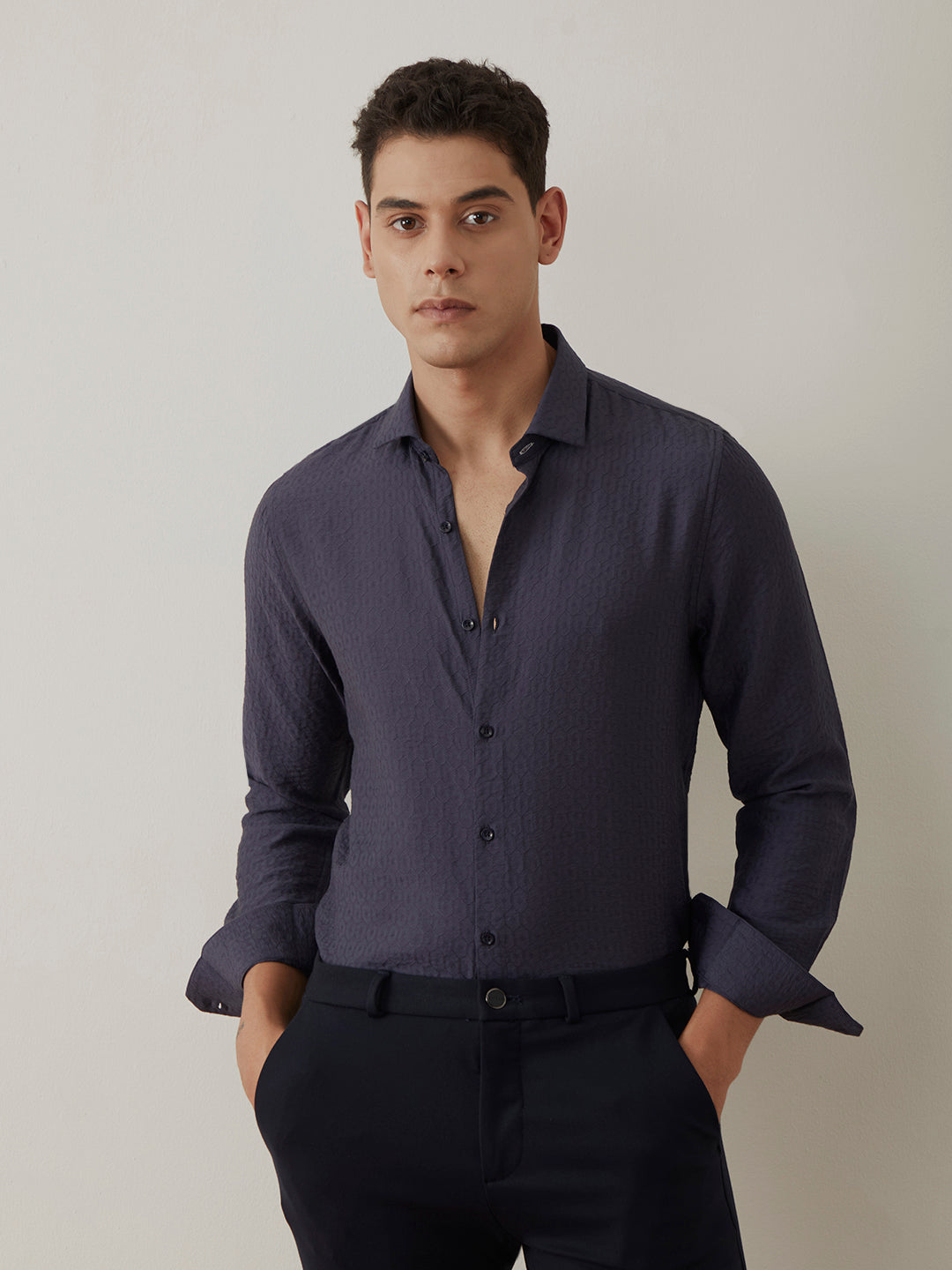 Dark Grey Plain Resort Shirt