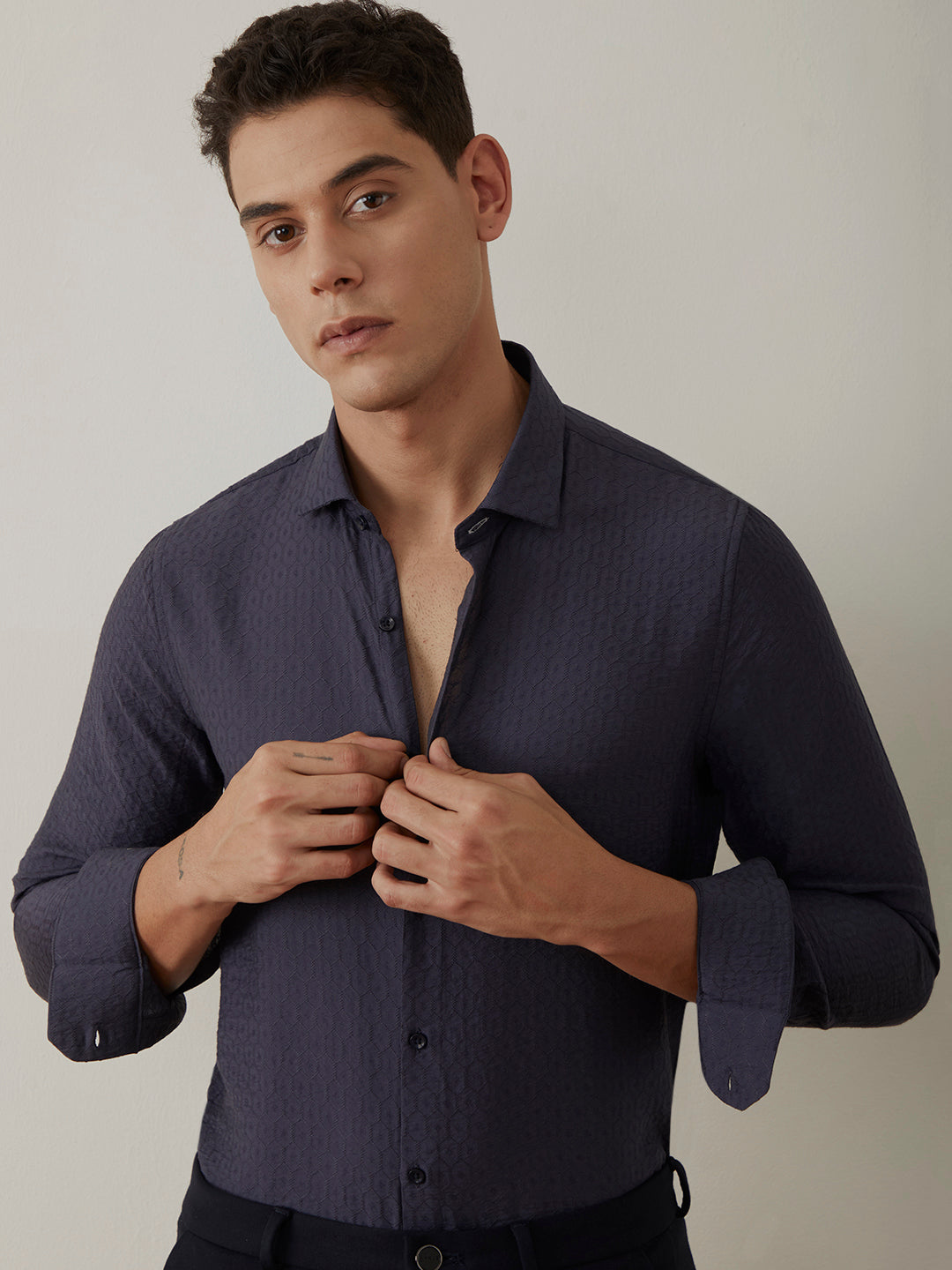 Dark Grey Plain Resort Shirt