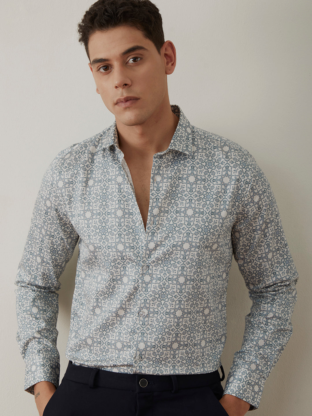 Blue Printed Resort Shirt