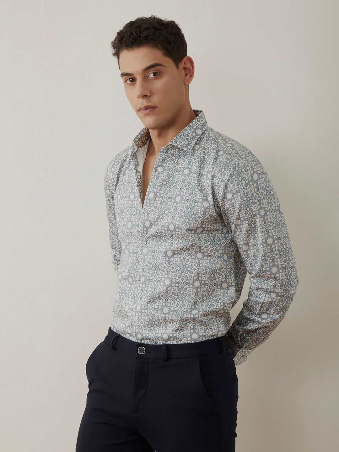 Blue Printed Resort Shirt