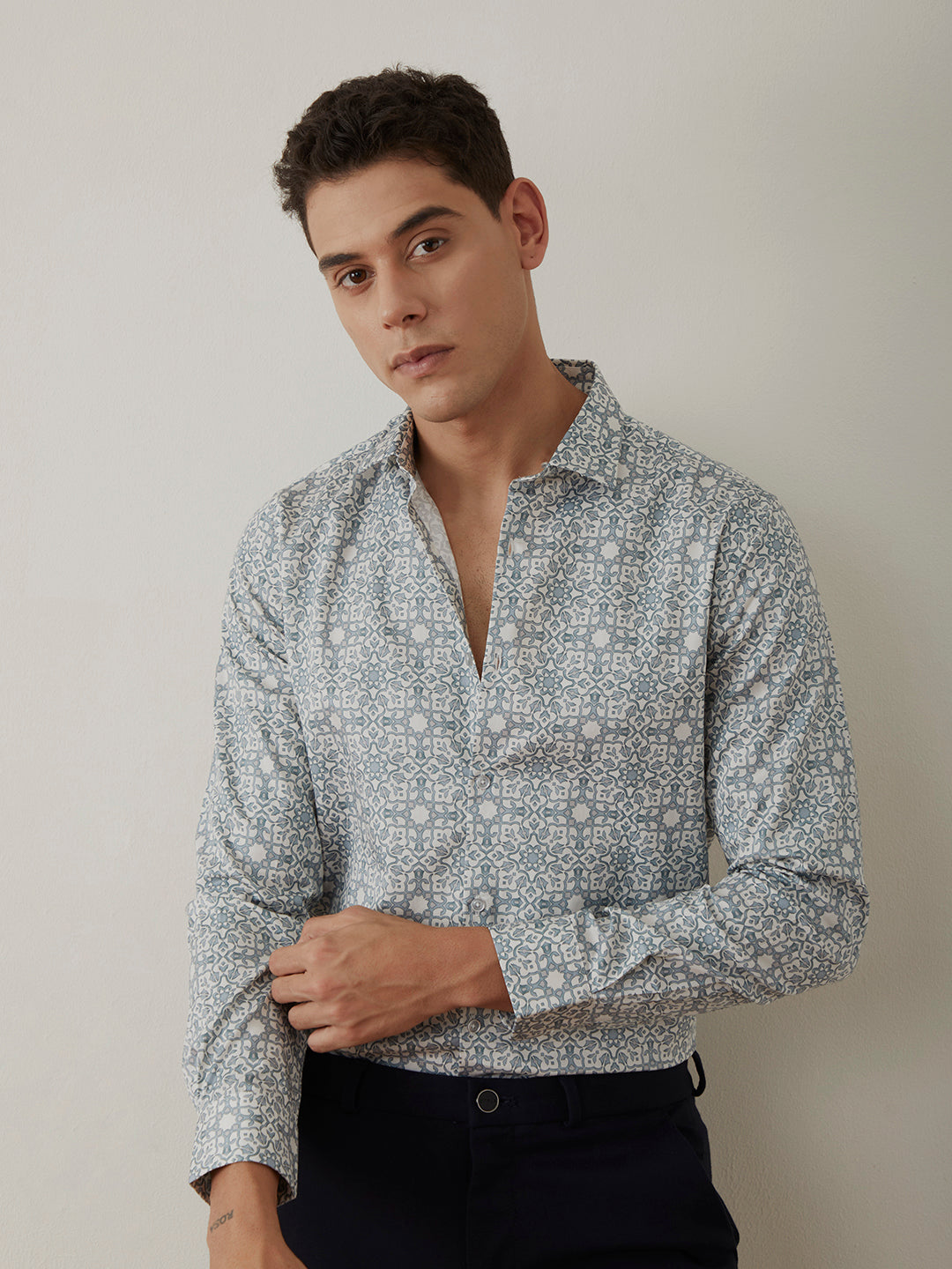 Blue Printed Resort Shirt