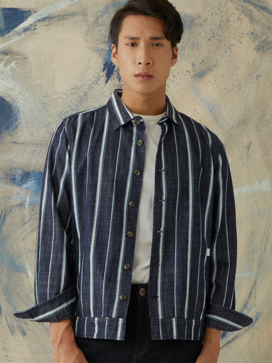 Indigo Stripes Denim Overshirt