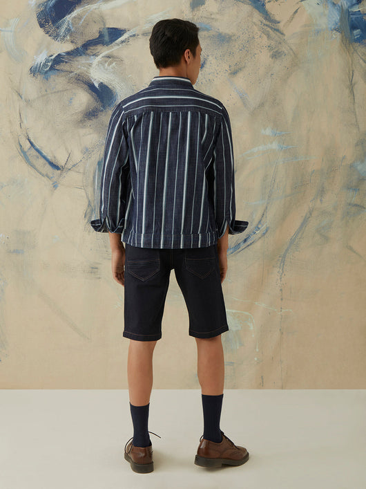 Indigo Stripes Denim Overshirt