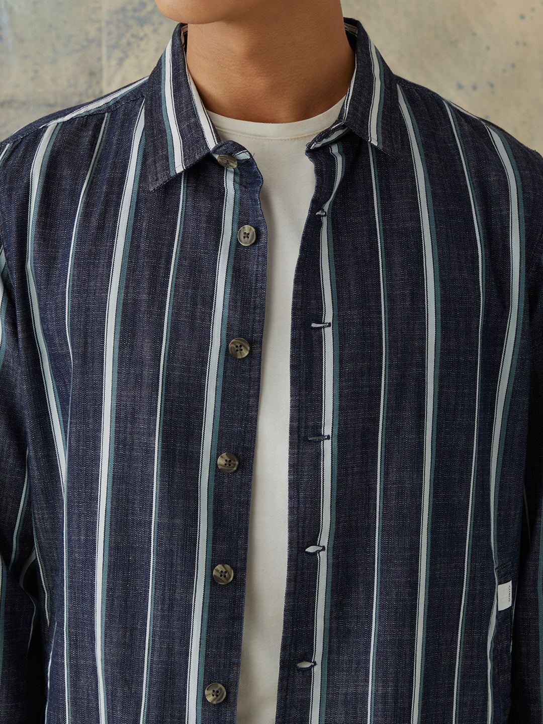 Indigo Stripes Denim Overshirt