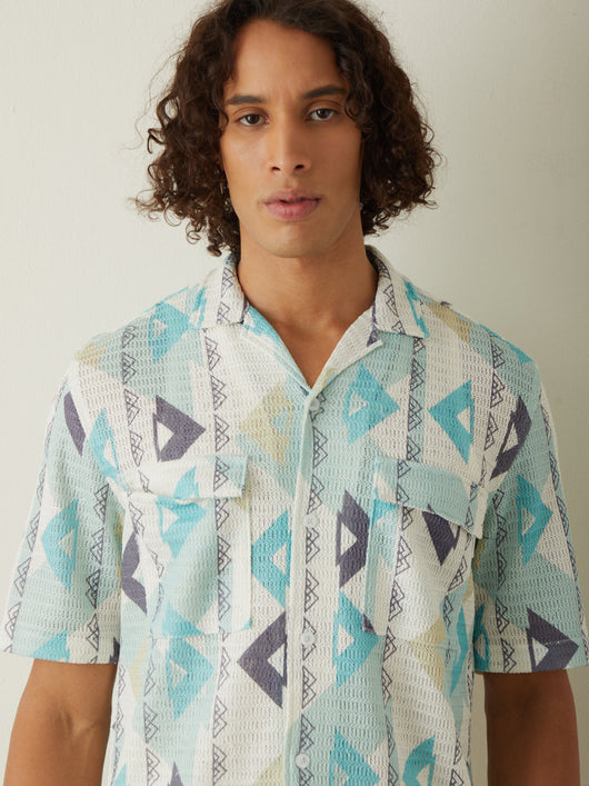 Sea Green Printed Resort Shirt