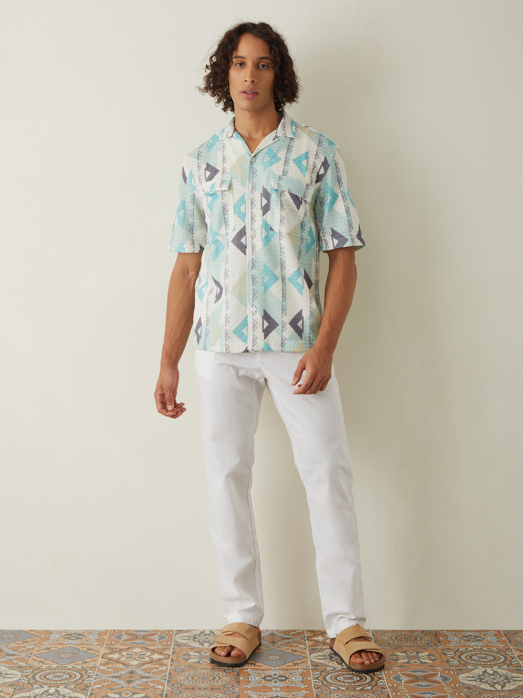 Sea Green Printed Resort Shirt