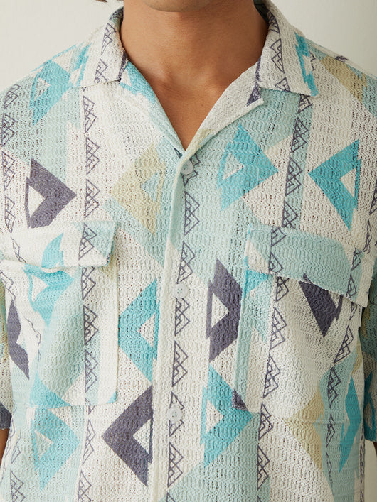 Sea Green Printed Resort Shirt