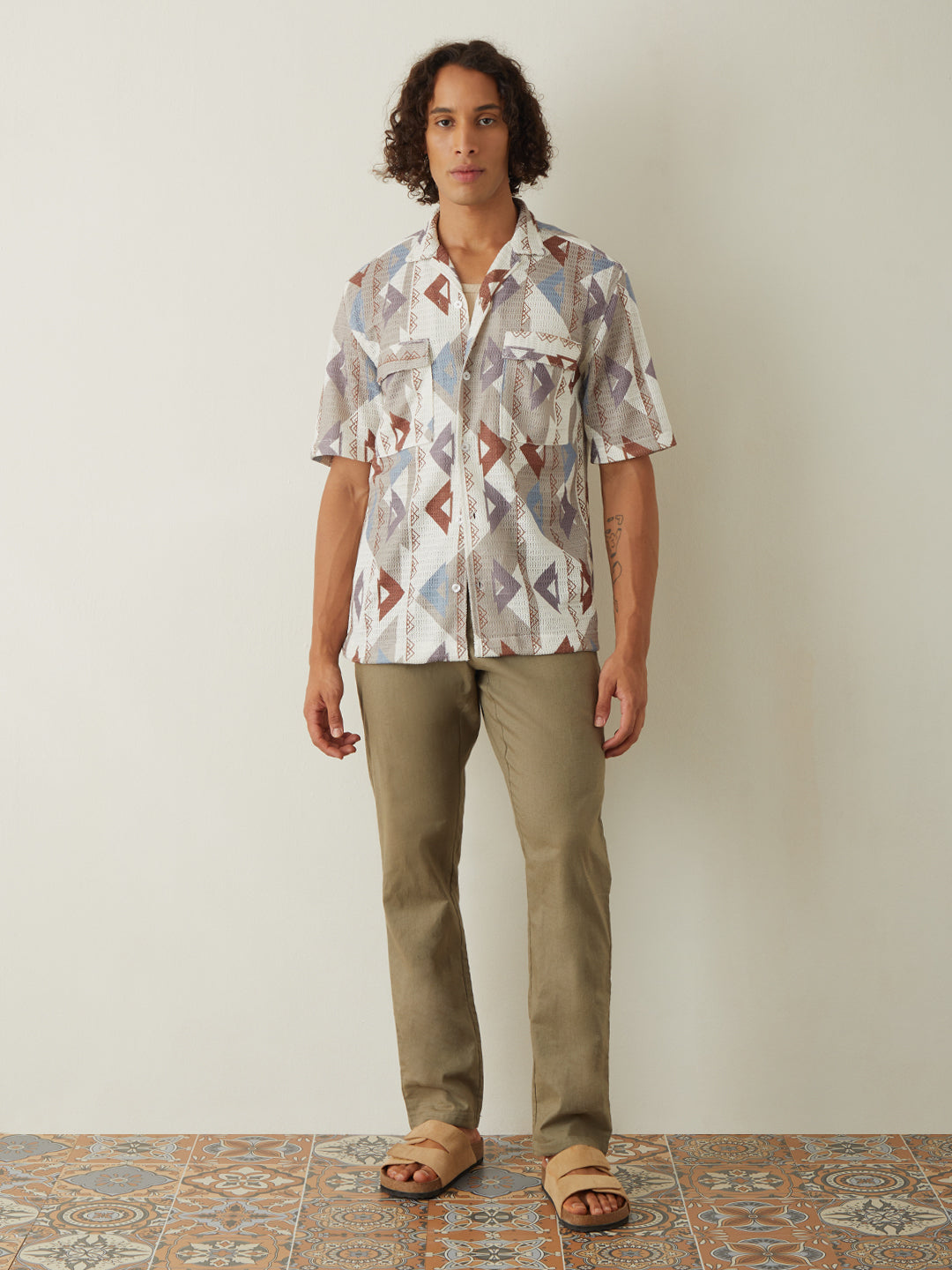 Brown Printed Resort Shirt 