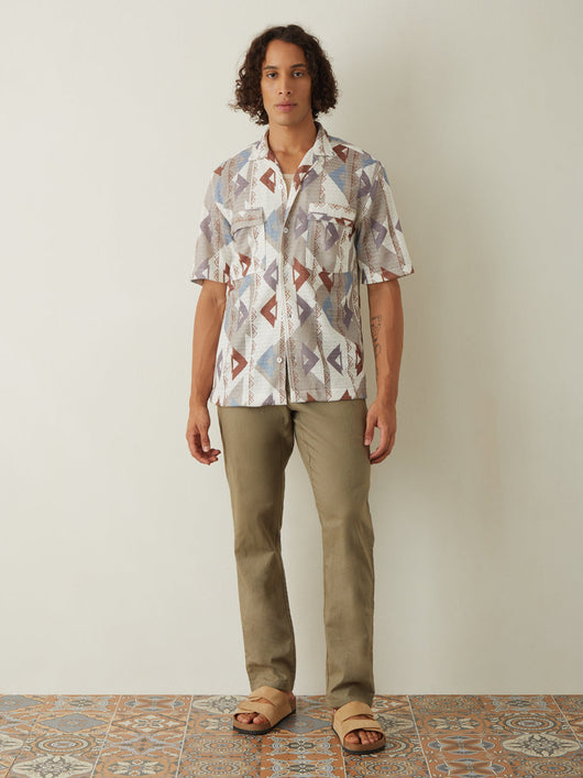 Brown Printed Resort Shirt 