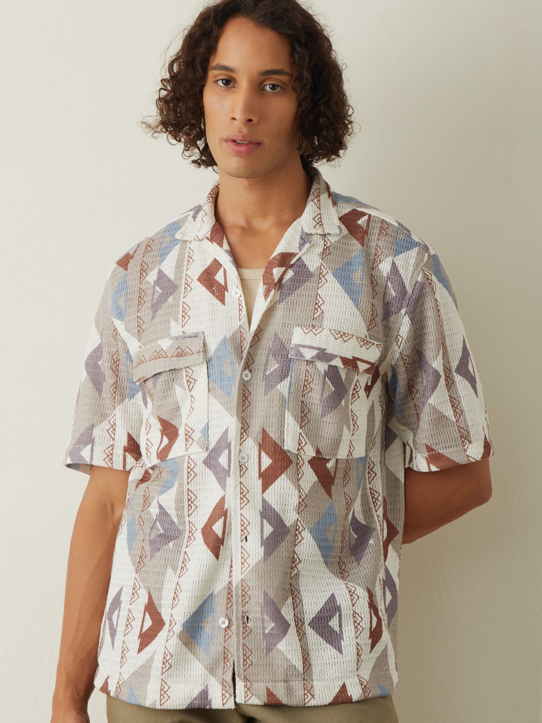 Brown Printed Resort Shirt 