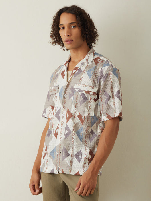 Brown Printed Resort Shirt 