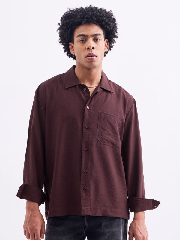 Maroon Plain Summer Overshirt